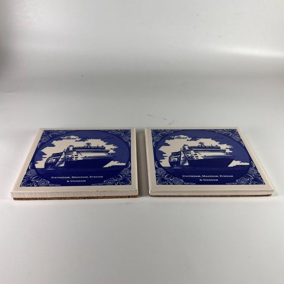 Holland America Line Cruise Ships Ceramic Tiles Souvenir Coasters Lot of 2 - Picture 2 of 9